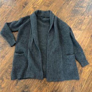 J Crew Wool Alpaca Blend Open Cable Knit Cardigan excellent condition grey XS